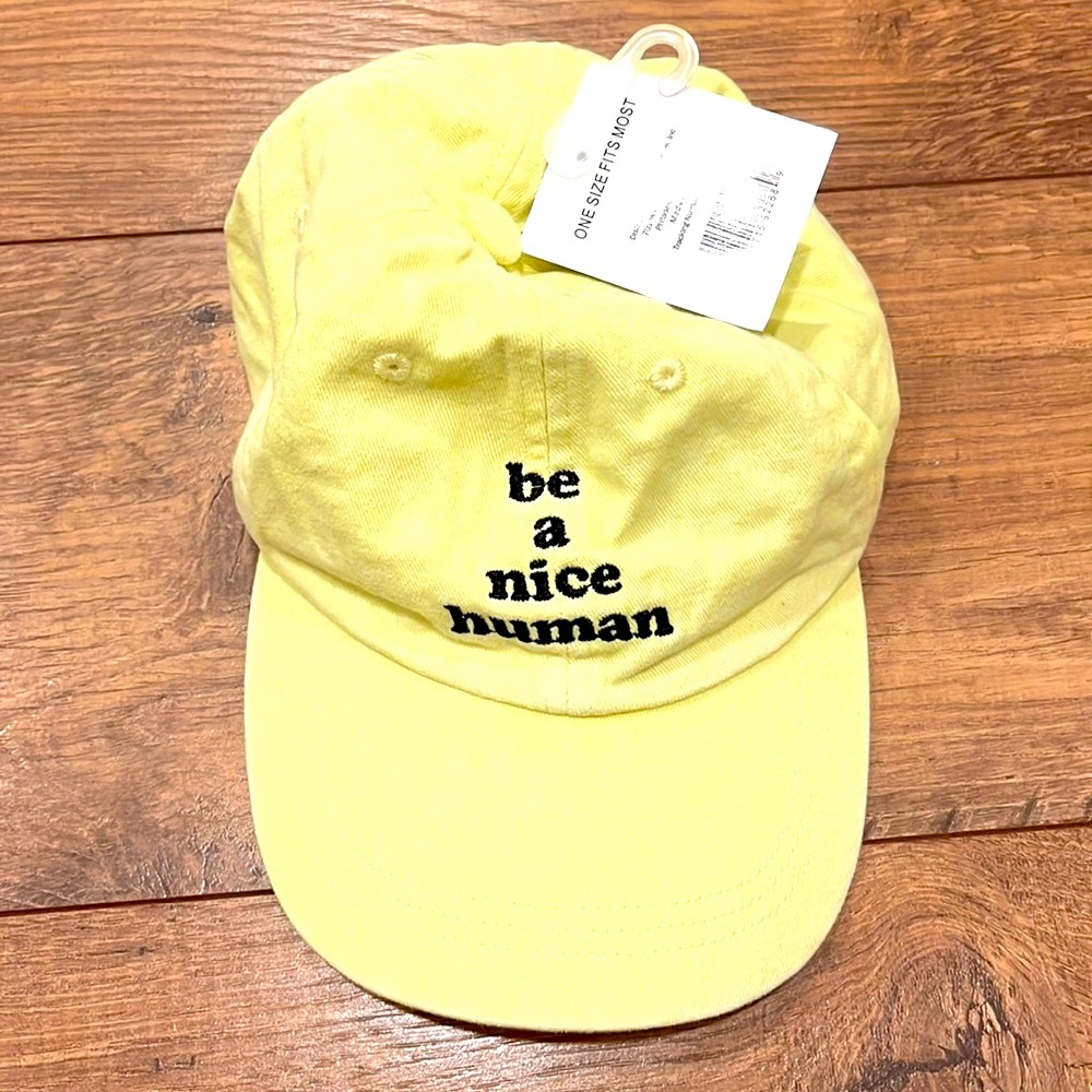 Be a Nice Human | Women’s Athleisure Yellow Hat | Pastel